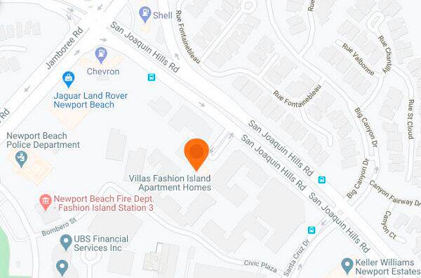 Image of map of Villas Fashion Island in Newport Beach, CA.