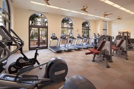 Interior view of fitness center at Malibu - Villas Playa Vista Apartment Homes in Los Angeles, CA.