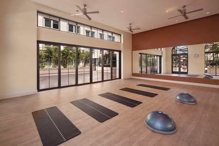 Interior view of fitness center at Malibu - Villas Playa Vista Apartment Homes in Los Angeles, CA.