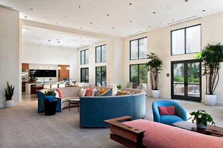 Interior view of clubhouse at Sausalito - Villas at Playa Vista Apartment Homes in Los Angeles, CA.