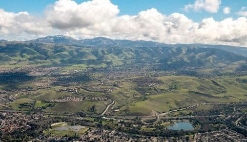 Aerial View of Suburbs of San Jose California From Airplane