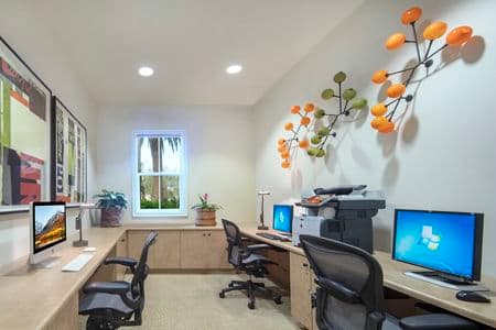 Interior view of business center at Cherry Orchard Apartment Homes in Sunnyvale, CA.