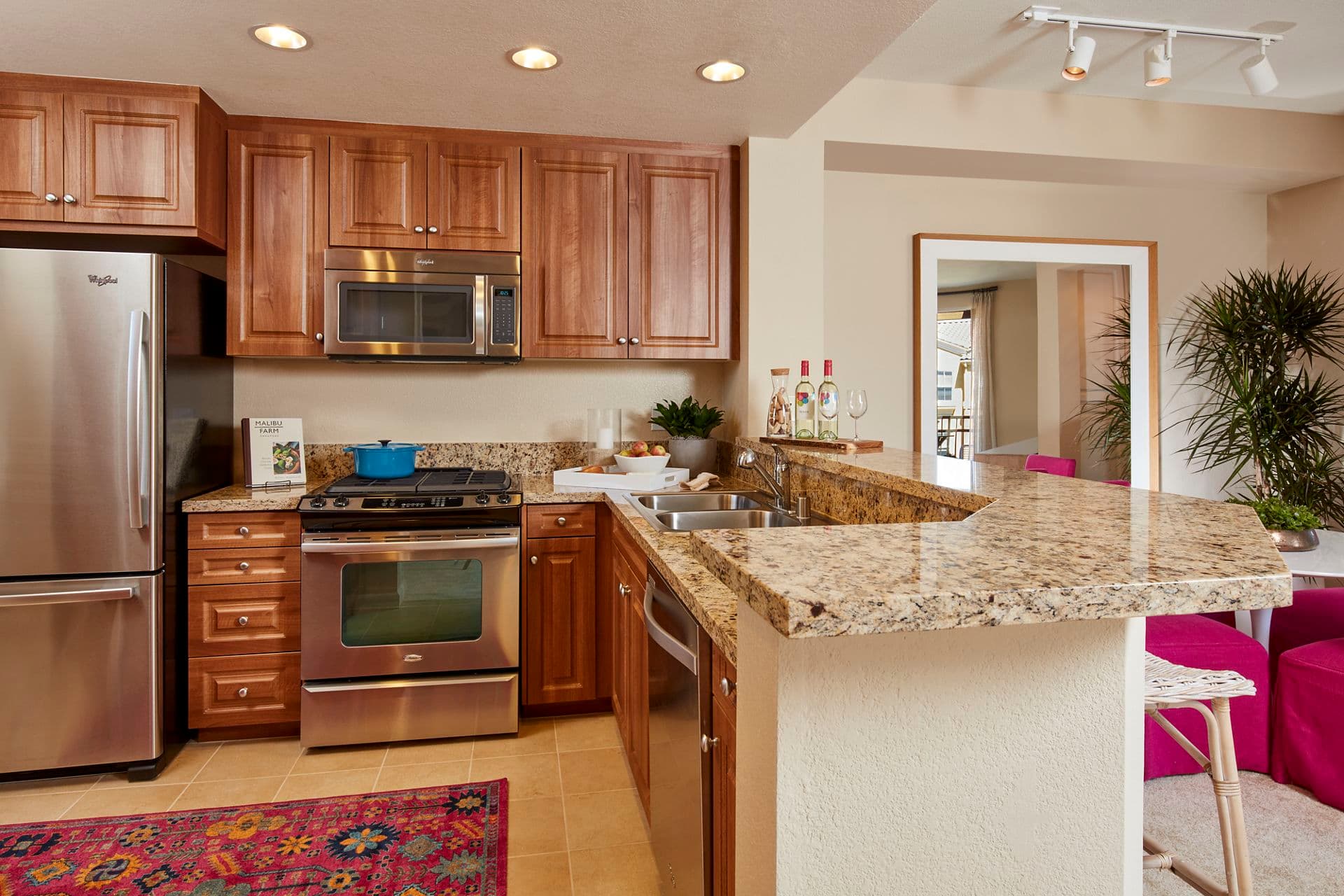 Interior view of kitchen at Cherry Orchard Apartment Homes in Sunnyvale, CA.