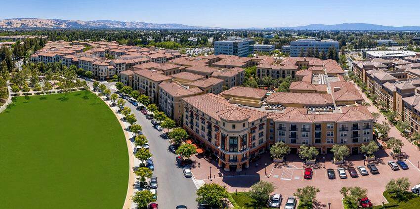 Aerial Photo Crescent Village Apartment Homes in San Jose, CA.