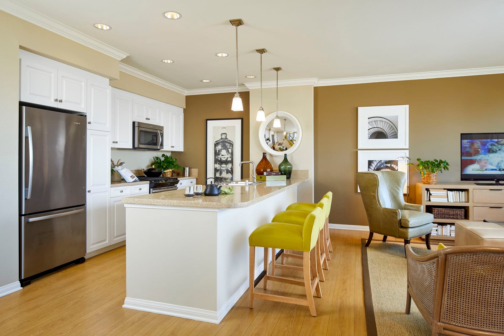 Interior view of Kitchen at Crescent Village Apartment Homes in San Jose, CA.