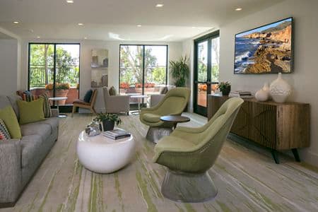 Interior view of clubhouse at Franklin Street Apartment Homes in Redwood City, CA.