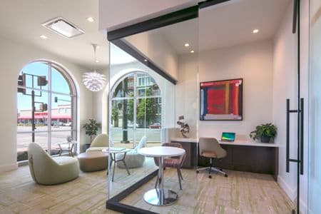 Interior view of business center at Franklin Street Apartment Homes in Redwood City, CA.