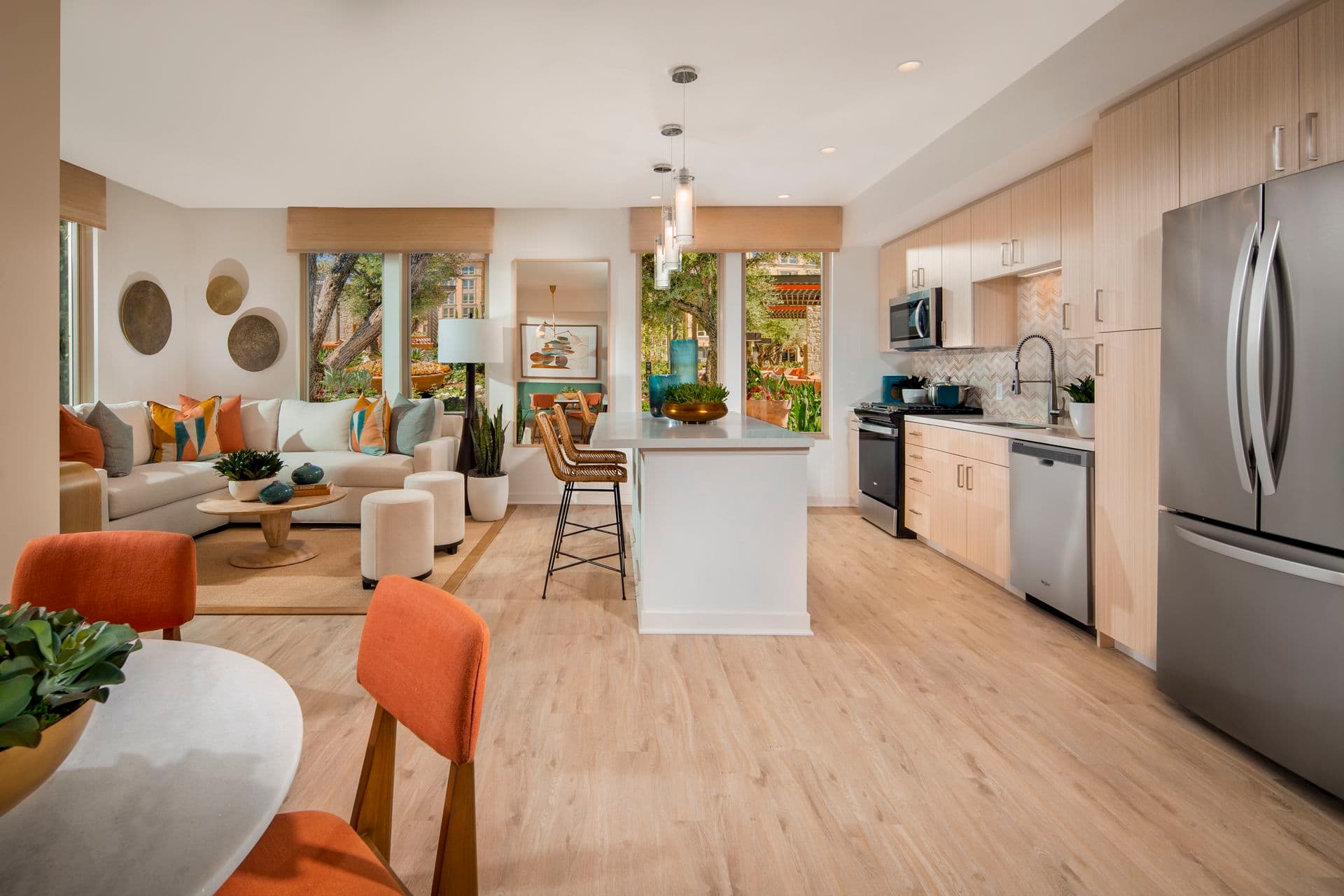 Image of living and kitchen area at Redwood Place