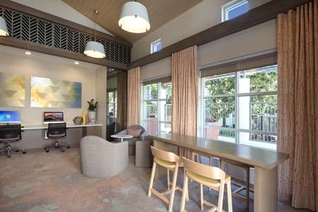 Interior view of the i-lounge at The Hamptons Apartment Homes in Cupertino, CA. 
