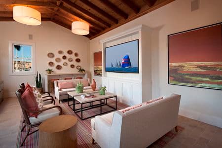 Interior view of the clubhouse at The Villas at Bair Island Apartment Homes in Redwood City, CA.   