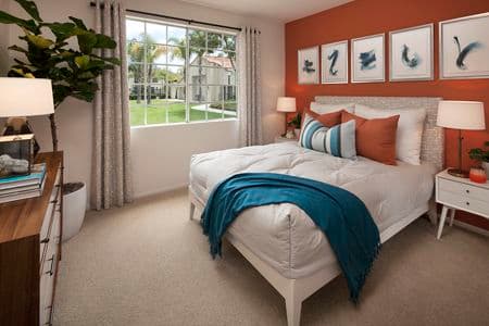Interior view of bedroom at Aliso Town Center Apartment Homes in Aliso Viejo, CA.