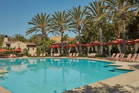 Pool view at The Enclave at South Coast Apartment Homes in Costa Mesa, CA.