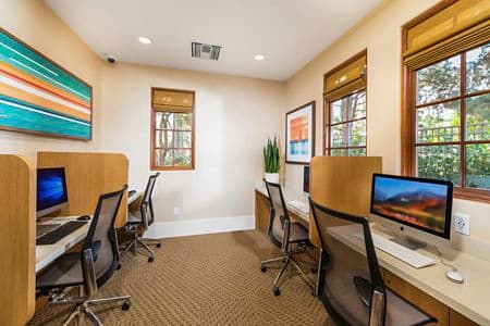 Interior view of Business Center at Anacapa Apartment Homes in Irvine, CA.