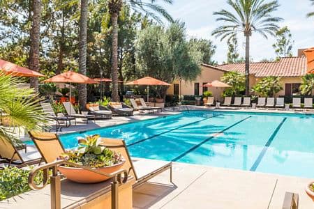 Pool view at Anacapa Apartment Homes in Irvine, CA.