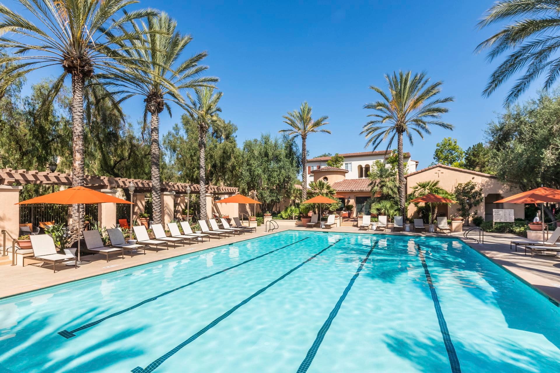 Pool view at Anacapa Apartment Homes in Irvine, CA.