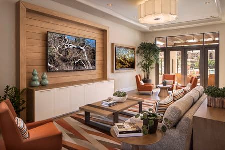Interior view of clubhouse at Avella Apartment Homes in Irvine, CA.