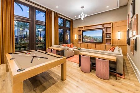 Interior view of Clubhouse at Centerpointe at Irvine Spectrum Apartment Homes in Irvine, CA.