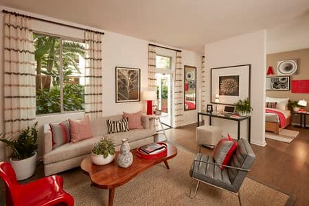 Interior view of living room at Centerpointe at Irvine Spectrum Apartment Homes in Irvine, CA.