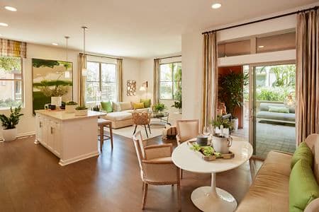 Interior view of living room and dining room at Centerpointe at Irvine Spectrum Apartment Homes in Irvine, CA.