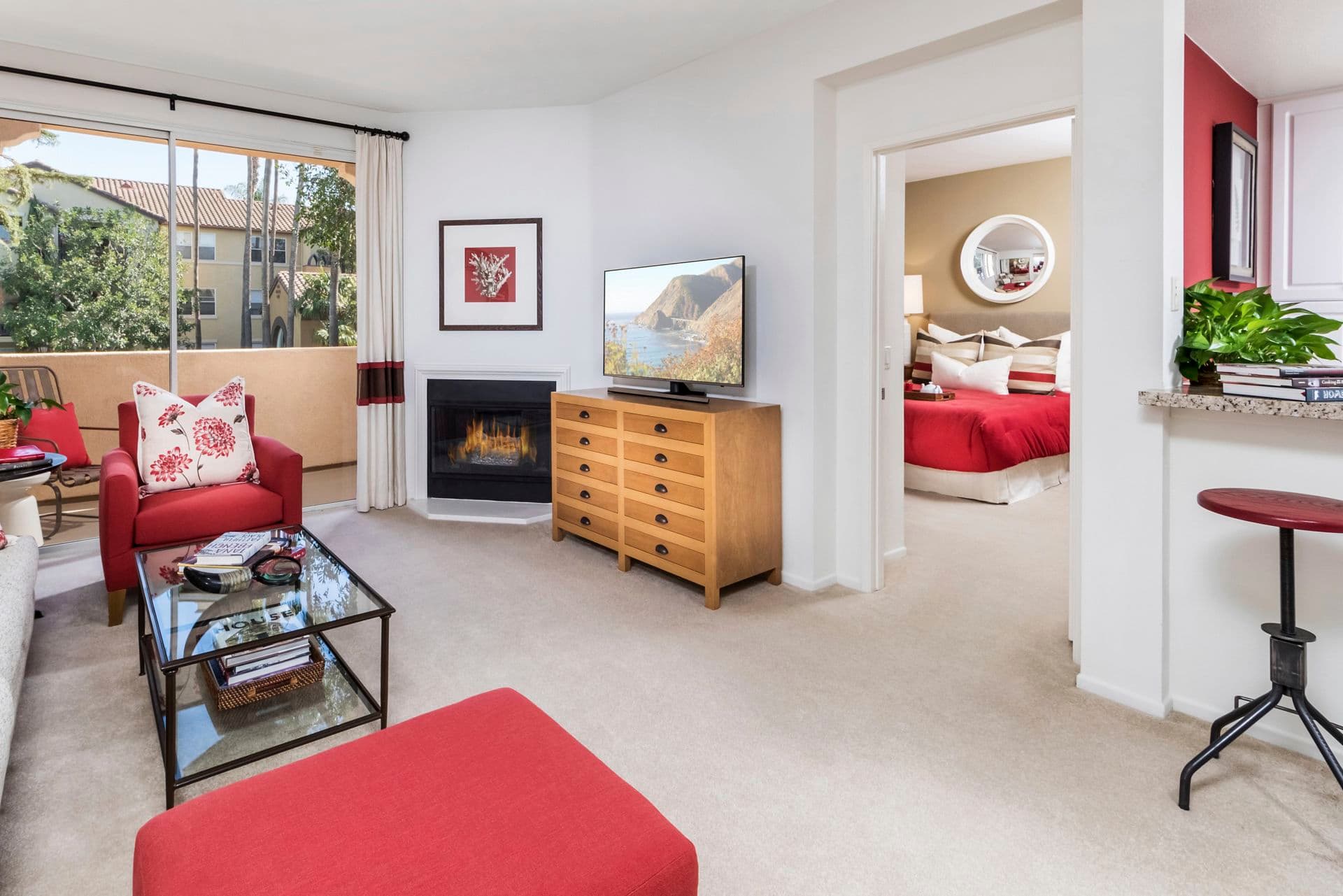 Interior view of living room at Estancia Apartment Homes in Irvine, CA.