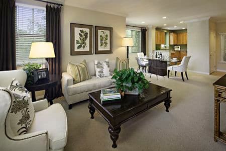 Interior view of living room at Mirasol Apartment Homes in Stonegate, Irvine, CA.