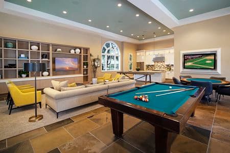 Interior view of clubhouse at Palmeras Apartment Homes in Stonegate, Irvine, CA.