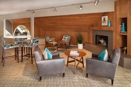 Interior view of clubhouse at Parkwood Apartment Homes in Irvine, CA.