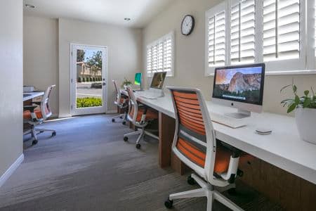 Interior view of business center at San Carlo Villa Apartment Homes in Irvine, CA.