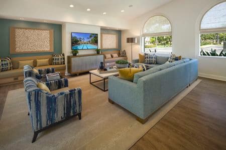 Interior view of Clubhouse at San Leon Villa Apartment Homes in Irvine, CA.