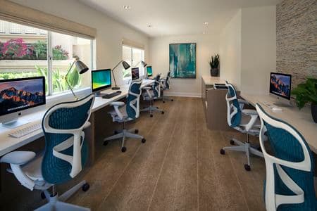 Interior view of business center at San Leon Villa Apartment Homes in Irvine, CA.
