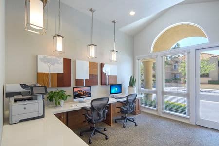 Interior view of business center at San Marco Villa Apartment Homes in Irvine, CA.