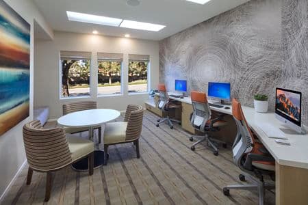 Interior view of business center at San Marino Villa Apartment Communities in Irvine, CA.
