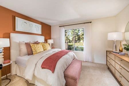 Interior view of bedroom at San Marino Villa Apartment Homes in Irvine, CA.