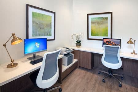 Interior view of business center at San Mateo Apartment Homes in Irvine, CA.