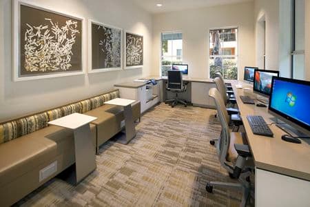Interior view of business center at Santa Rosa Apartment Homes in Irvine, CA.