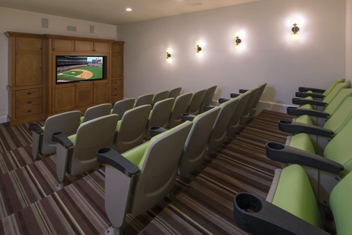 Interior view of clubhouse theater at Santa Rosa Apartment Homes in Irvine, CA.