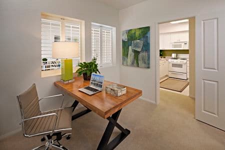 Interior view of home office at Serrano Apartment Homes in Irvine, CA.