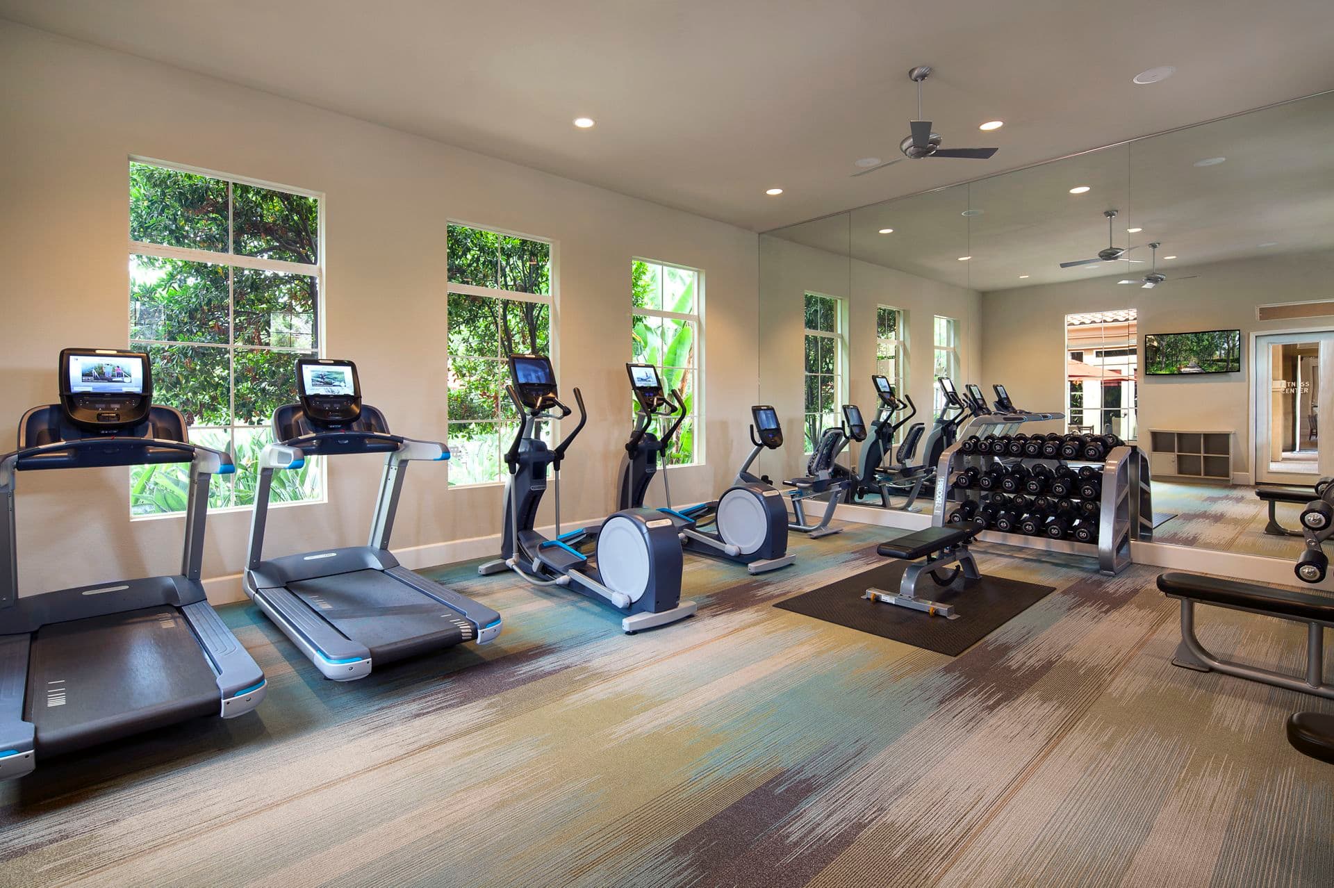 Interior view of Fitness Center at Shadow Oaks Apartment Homes in Irvine, CA.