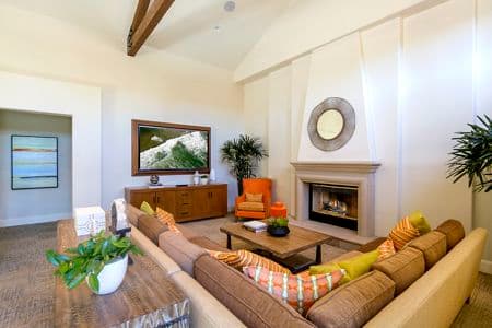 Interior view of clubhouse at Solana Apartment Homes in Irvine, CA.