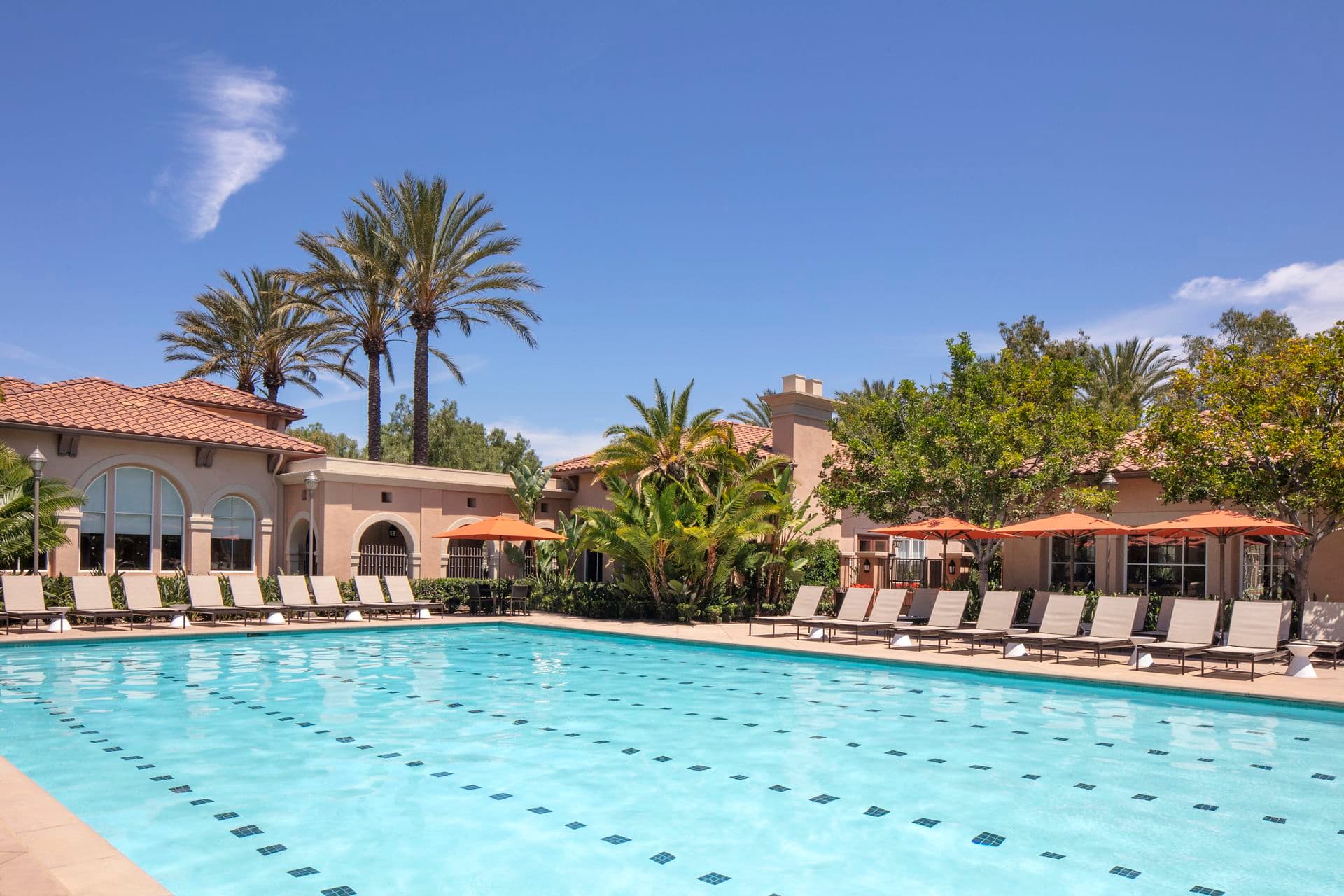 Pool view at Somerset Apartment Homes in Irvine, CA.