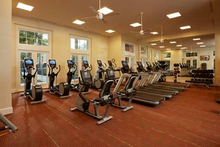 Interior view of Fitness Center at The Park at Irvine Spectrum Apartment Homes in Irvine, CA.