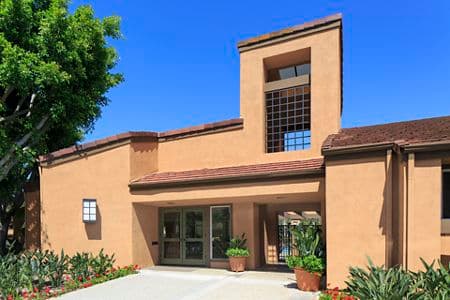 Exterior view of Harvard Court Apartment Homes at University Town Center in Irvine, CA.