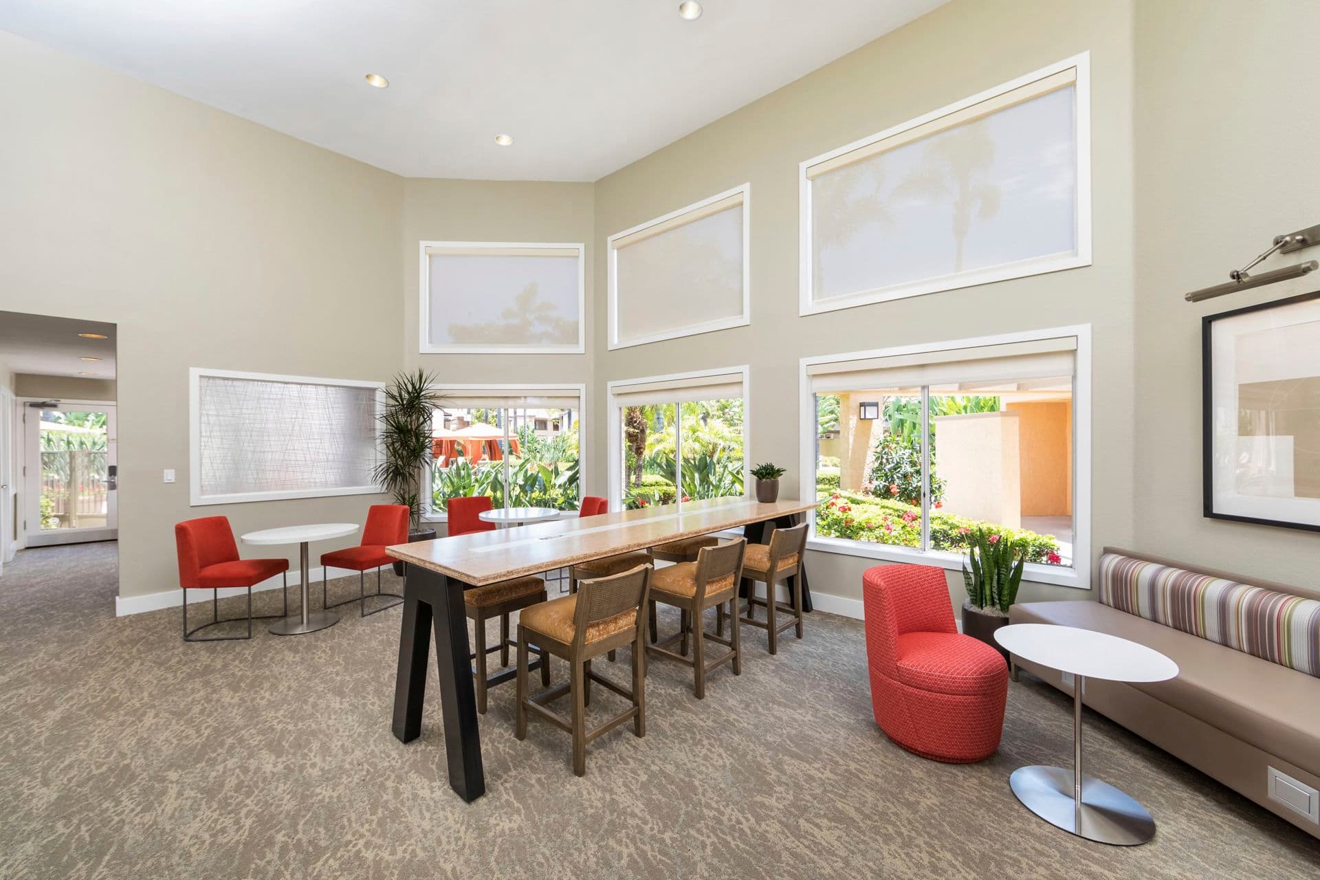 Interior view of business center at Stanford Court Apartment Homes at University Town Center in Irvine, CA.