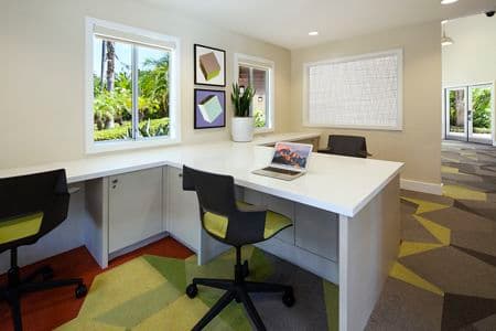 Interior view of business center at Stanford Court Apartment Homes at University Town Center in Irvine, CA.
