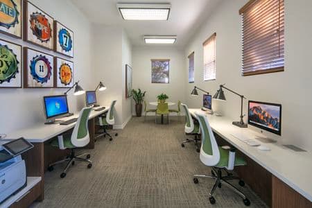 Interior view of business center at Villa Coronado Apartment Homes in Irvine, CA.