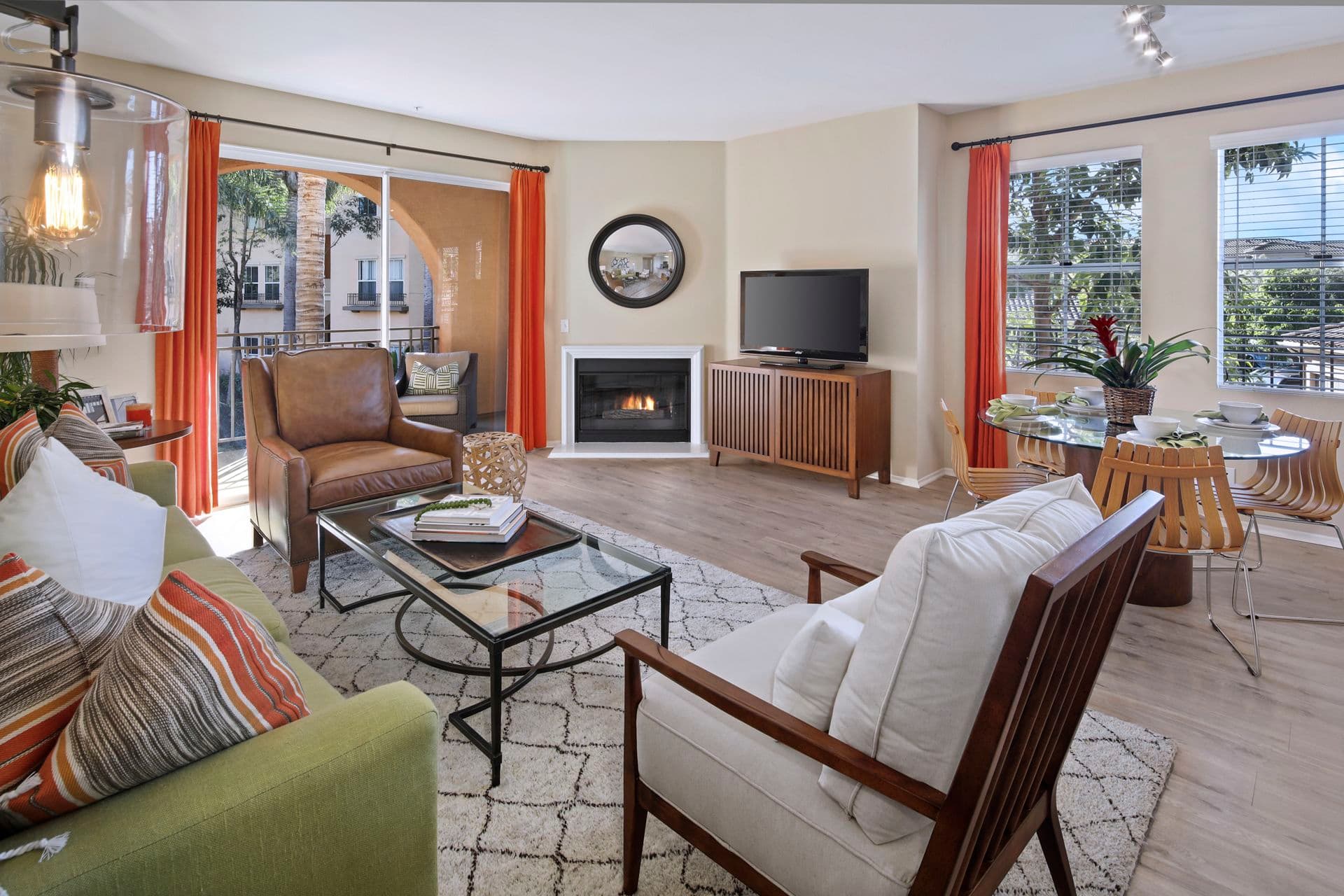 Interior view of living room at Villa Coronado Apartment Homes in Irvine, CA.