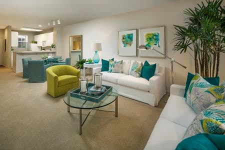 Interior view of living room at Villa Siena Apartment Homes in Irvine, CA.
