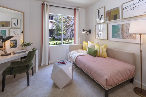 Interior view of a bedroom at Vista Real Apartment Homes in Mission Viejo, CA.