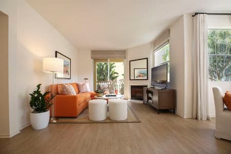 Interior view of living room at Baypointe Apartment Homes in Newport Beach, CA.