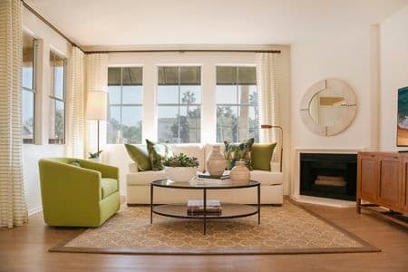 Interior view of Living Room at Baypointe Apartment Home in Newport Beach, CA.